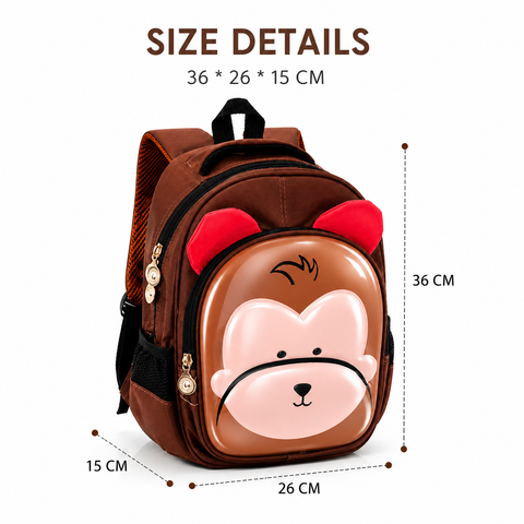 Kids 3D Monkey School Backpack for Boys