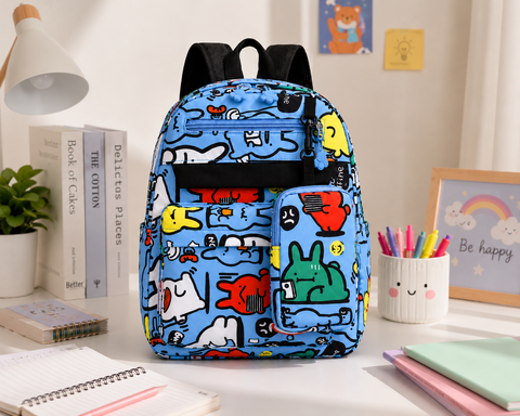 Cartoon Graffiti School Backpack with Detachable Pouch