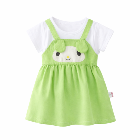 Girls Dog Face Flared One Piece Casual Dress