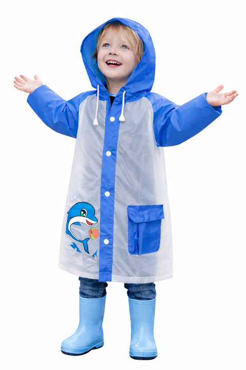 Blue EVA Hooded Raincoat