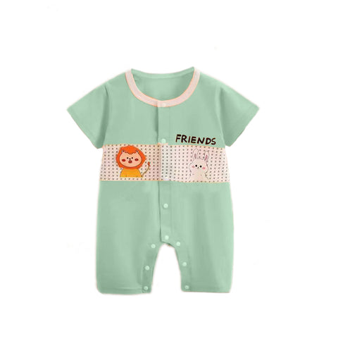 Half Sleeve Pure Cotton Cartoon Printed Onesie Romper Bodysuit for Newborn to Infant Kids