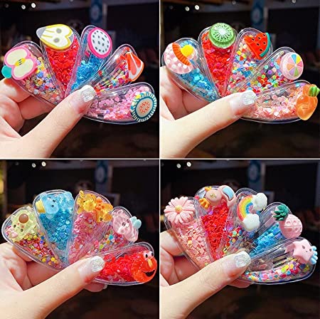 Cartoon Sparkle Glitter Tic Tac Hairpin Hairclip Fancy Large Hair Snap Barrette Accessories for Girls (Bow - Pack of 5)