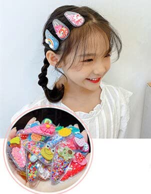 Cartoon Sparkle Glitter Tic Tac Hairpin Hairclip Fancy Large Hair Snap Barrette Accessories for Girls (Rainbow - Pack of 5)