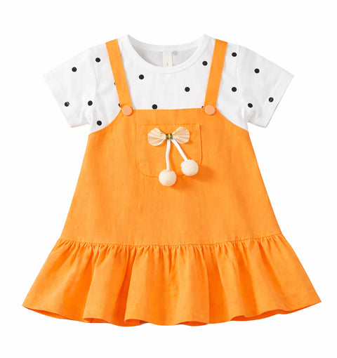Girls Polka Tee Pinafore One-Piece Dress