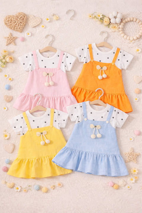 Girls Polka Tee Pinafore One-Piece Dress