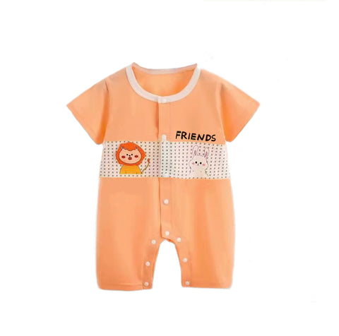 Half Sleeve Pure Cotton Cartoon Printed Onesie Romper Bodysuit for Newborn to Infant Kids