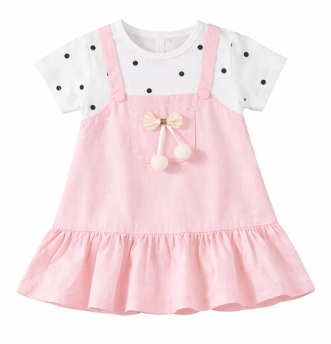 Girls Polka Tee Pinafore One-Piece Dress