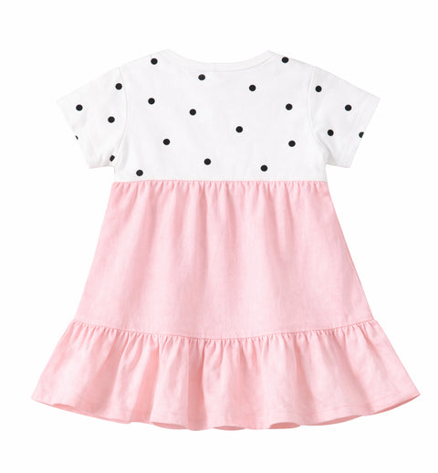 Girls Polka Tee Pinafore One-Piece Dress