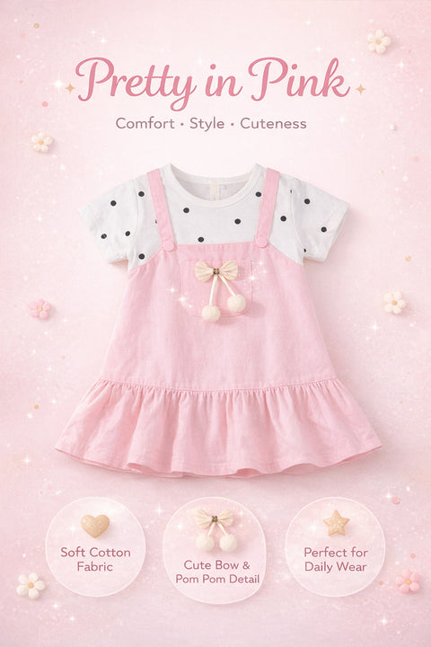 Girls Polka Tee Pinafore One-Piece Dress