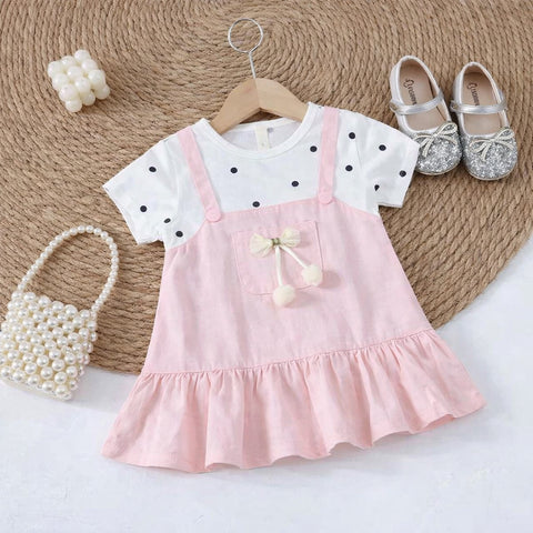 Girls Polka Tee Pinafore One-Piece Dress