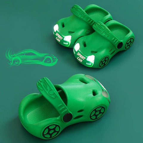 Kids Stylish Car LED Light Slip-on Clogs Sandal Slipper Footwear for Infant Toddler Baby Boys Girls