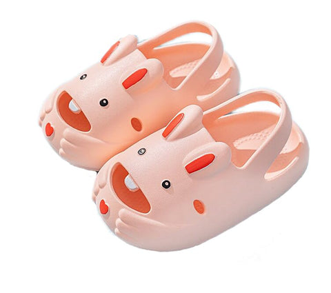 Kid's Trendy Cartoon Bunny Rabbit Open Toe Slip-on Clogs Sandals Summer Footwear for Little Boys and Girls