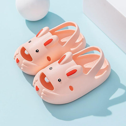 Kid's Trendy Cartoon Bunny Rabbit Open Toe Slip-on Clogs Sandals Summer Footwear for Little Boys and Girls