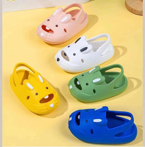 Kid's Trendy Cartoon Bunny Rabbit Open Toe Slip-on Clogs Sandals Summer Footwear for Little Boys and Girls