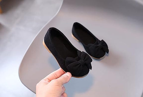Girl's Party Soft Velvet with Big Bow Ballerina Belly Sandal Shoes Footwear for Infant Toddler Young Girls