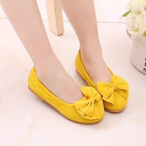 Girl's Party Soft Velvet with Big Bow Ballerina Belly Sandal Shoes Footwear for Infant Toddler Young Girls