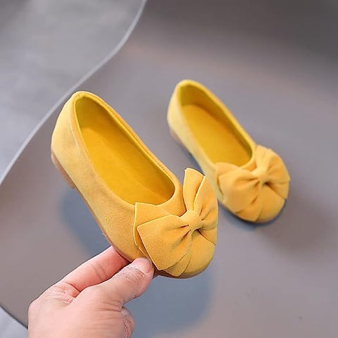 Girl's Party Soft Velvet with Big Bow Ballerina Belly Sandal Shoes Footwear for Infant Toddler Young Girls