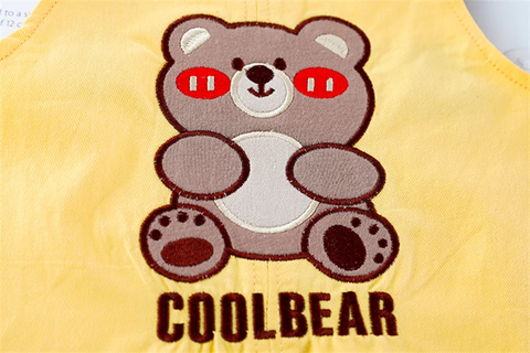 Kid's Bear Print T-Shirt with Dungaree Shorts Little Man Party Clothes for Baby Boys