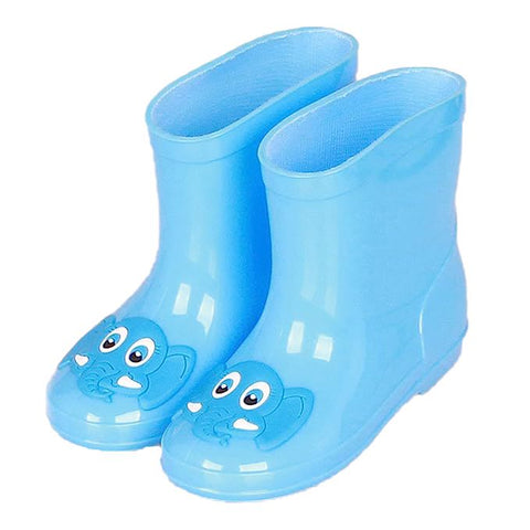Knee High Rain Blue Boots for Kids - Easy On Boots with Cute Design and Comfortable Fit