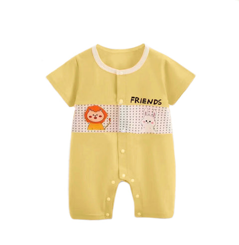 Half Sleeve Pure Cotton Cartoon Printed Onesie Romper Bodysuit for Newborn to Infant Kids