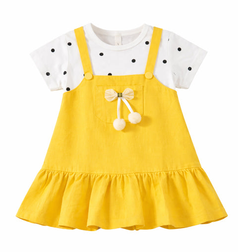 Girls Polka Tee Pinafore One-Piece Dress