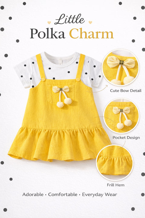 Girls Polka Tee Pinafore One-Piece Dress