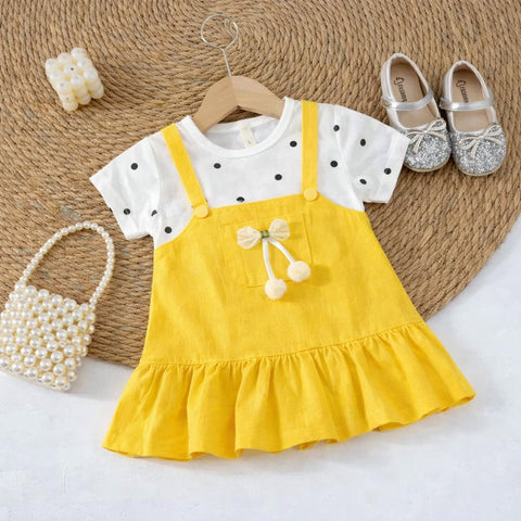 Girls Polka Tee Pinafore One-Piece Dress