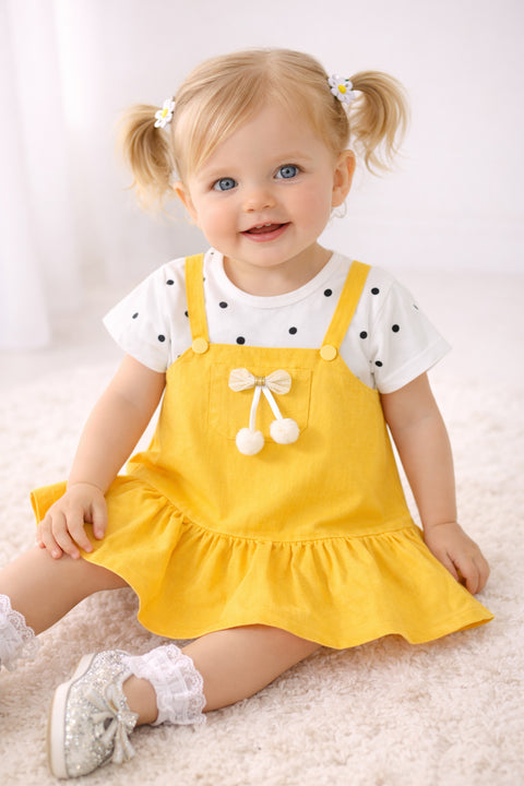 Girls Polka Tee Pinafore One-Piece Dress