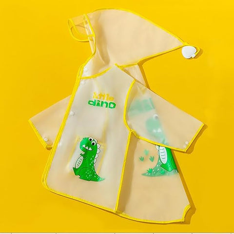 Dino Print Raincoat with Storage Pouch