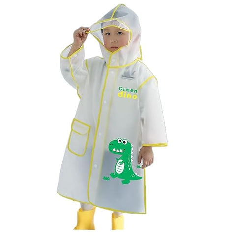 Dino Print Raincoat with Storage Pouch