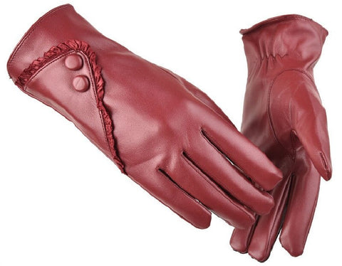 Luxury PU Leather Winter Thermal Warm Gloves Mittens Winter Accessories Hand Arm Warmer