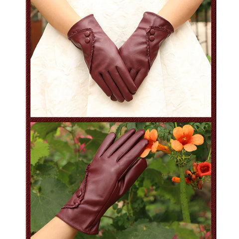 Luxury PU Leather Winter Thermal Warm Gloves Mittens Winter Accessories Hand Arm Warmer