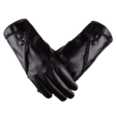 Luxury PU Leather Winter Thermal Warm Gloves Mittens Winter Accessories Hand Arm Warmer