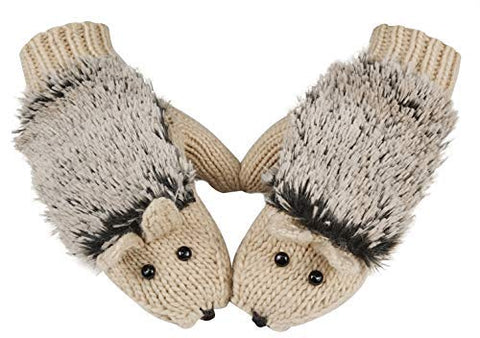 Super Warm Cute Hedgehog Fur Mittens Mitts Gloves Winter Accessories Hand Arm Warmer