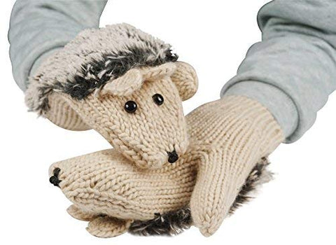 Super Warm Cute Hedgehog Fur Mittens Mitts Gloves Winter Accessories Hand Arm Warmer