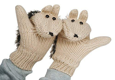 Super Warm Cute Hedgehog Fur Mittens Mitts Gloves Winter Accessories Hand Arm Warmer