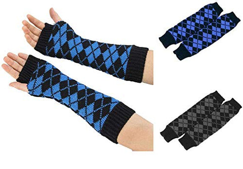 Long Extended Crisscross Geometric Woolen Warm Fingerless Gloves Arm Warmer Winter Accessories