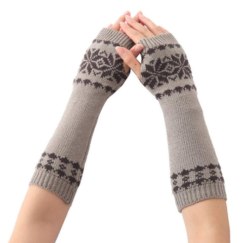 Long Extended Geometric Knitting Woolen Warm Comfortable Fingerless Gloves Arm Warmer Winter Accessories