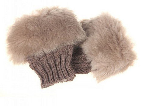 Faux Fur and Wool Knitted Winter Thermal Warm Fingerless Gloves Winter Accessories Hand Warmer