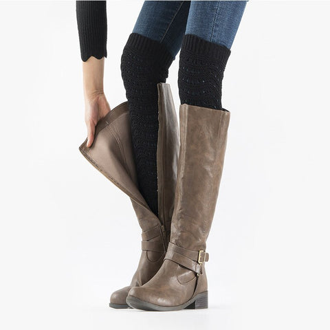 Hollow Cloaks Woolen Thermal Warm Long Footless Socks Leg Warmer for Women