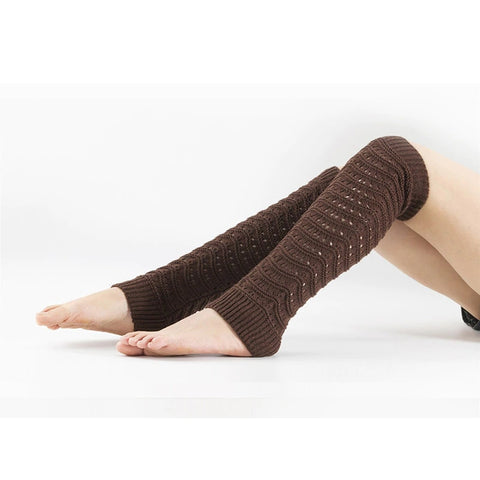 Hollow Cloaks Woolen Thermal Warm Long Footless Socks Leg Warmer for Women