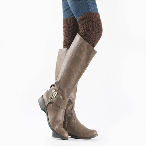 Hollow Cloaks Woolen Thermal Warm Long Footless Socks Leg Warmer for Women