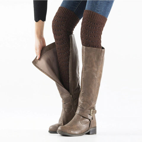Hollow Cloaks Woolen Thermal Warm Long Footless Socks Leg Warmer for Women