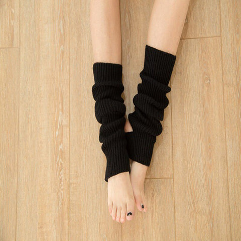 Open Heel Winter Warm Woolen Thermal Long Knee High Leg Warmer Socks for Women