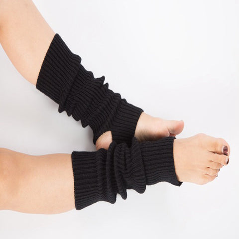 Open Heel Winter Warm Woolen Thermal Long Knee High Leg Warmer Socks for Women