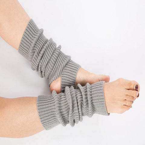 Open Heel Winter Warm Woolen Thermal Long Knee High Leg Warmer Socks for Women