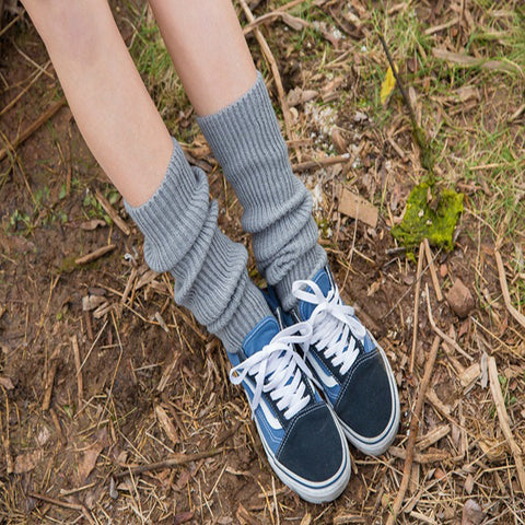 Open Heel Winter Warm Woolen Thermal Long Knee High Leg Warmer Socks for Women