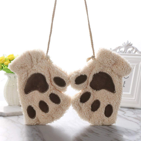 Winter Warm Fur Cute Claw Paw Plush Fingerless Half Finger Gloves Mitts Wrist hand Warmer for Women