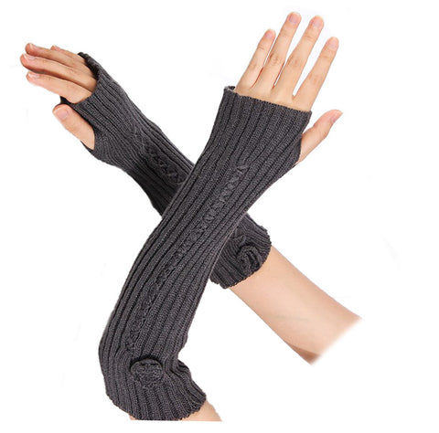 Flower Knitted Woollen Warm Comfortable Long Fingerless Gloves Thermal Mitts Winter Accessories Hand Warmer Gloves for Women