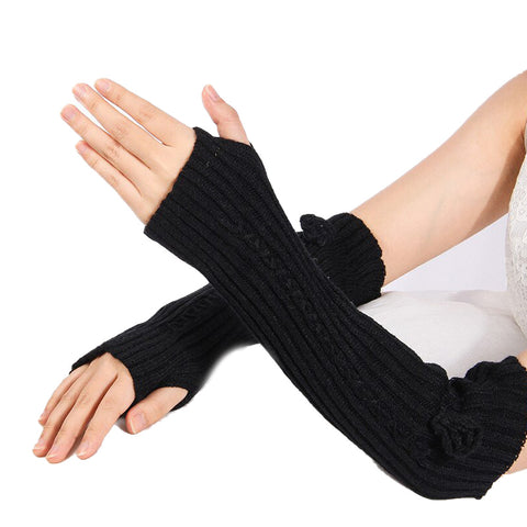 Flower Knitted Woollen Warm Comfortable Long Fingerless Gloves Thermal Mitts Winter Accessories Hand Warmer Gloves for Women